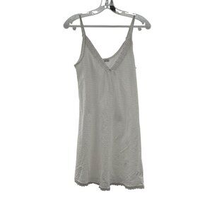 Jua Women's Dotted Swiss Sleeveless Mini Dress White Size Medium Sheer